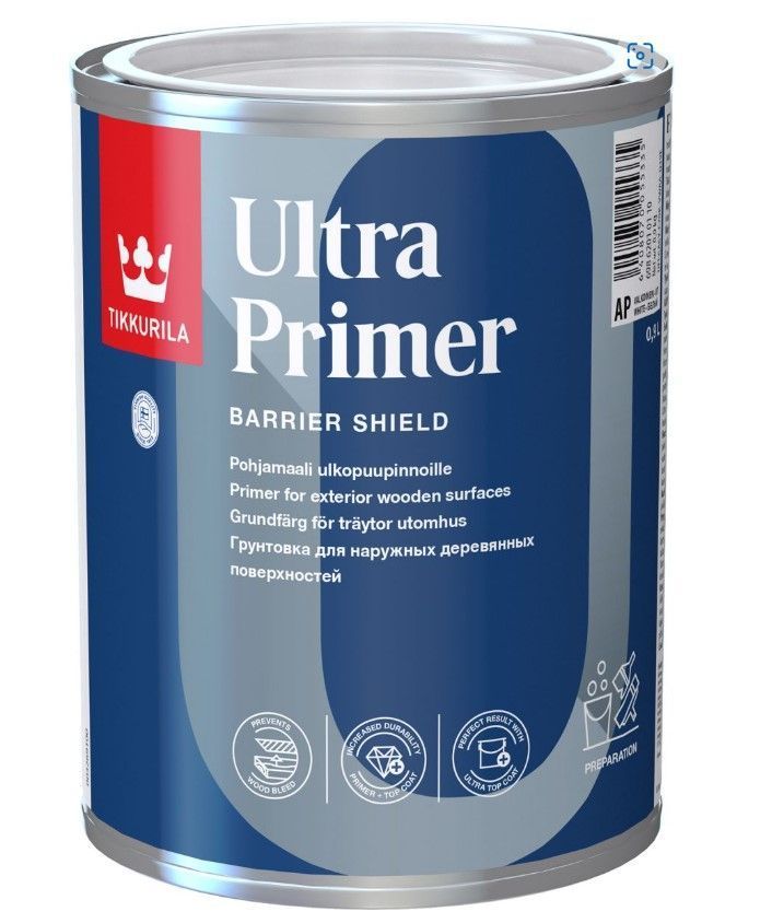 Tikkurila Ultra Primer Akrilāta Gruntskrāsa Koka Virsmām Ārdarbos Matēta
