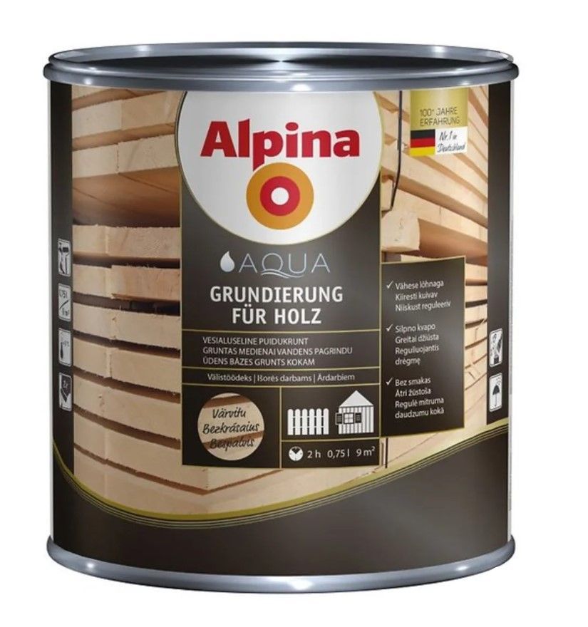 Alpina Grundierung Für Holz Gruntskrāsa Koka Virsmām Ārdarbos