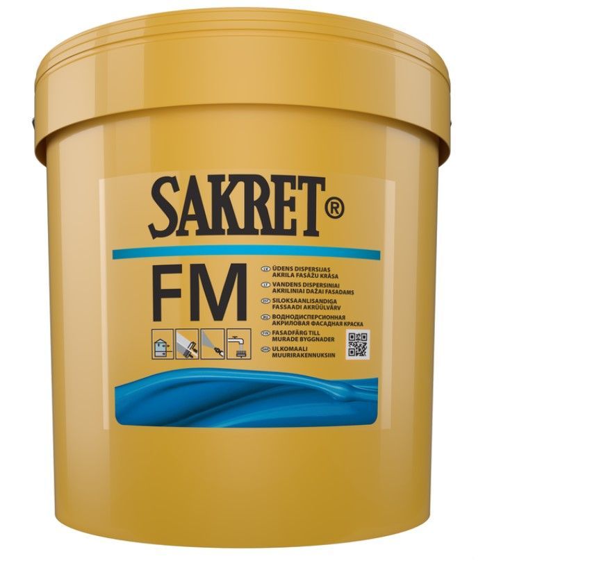 SAKRET FM Ūdens Dispersijas Akrila Fasāžu Krāsa