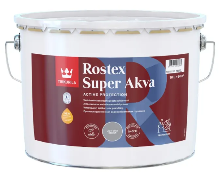 TIKKURILA Rostex Super Akva Ūdens Bāzes Gruntskrāsa